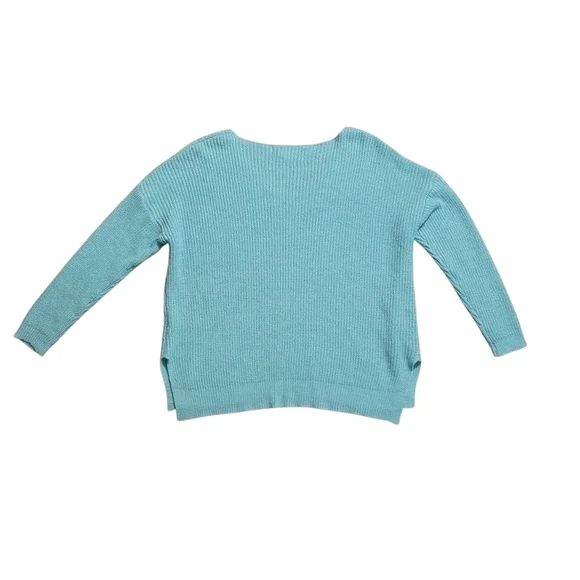 Dreamers Women's Teal Green Knitted V-Neck Tunic Sweater - Picture 3 of 4